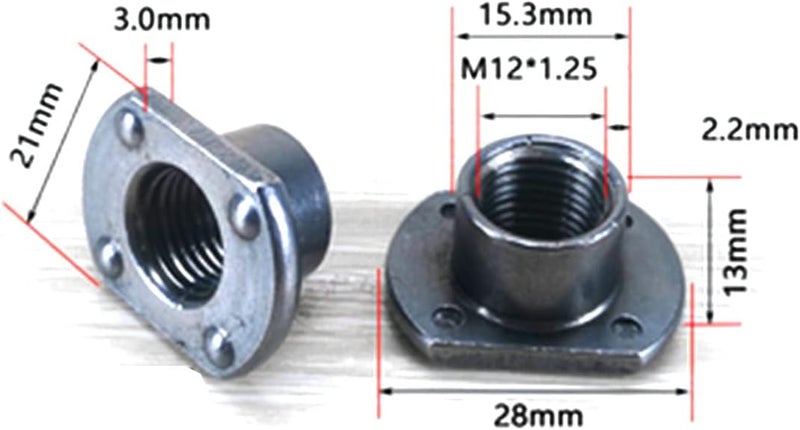 heyous 10pcs Weld Nuts, M12 Tab Base UNC Carbon Steel Machine Screw 4 Projection Silver - Image 3
